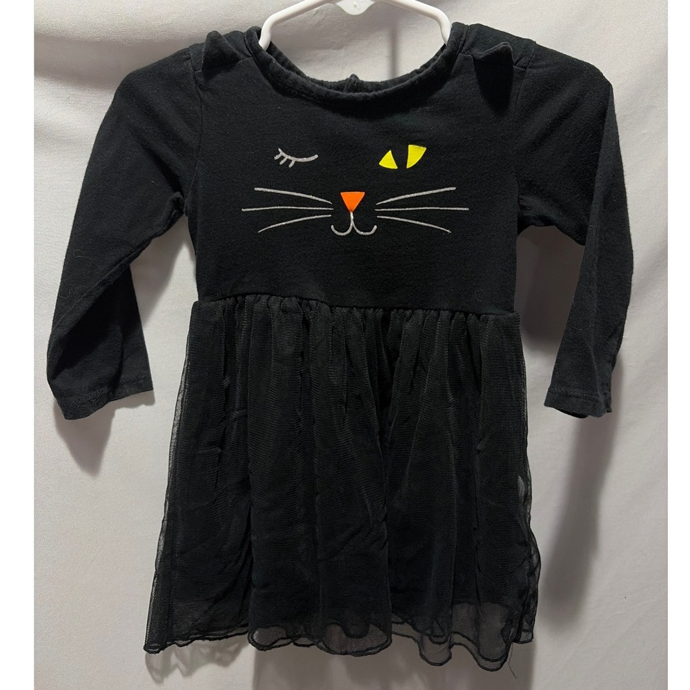 Halloween Carters Baby Girls 12M Black Long Sleeve Cat Tutu Dress Tulle
